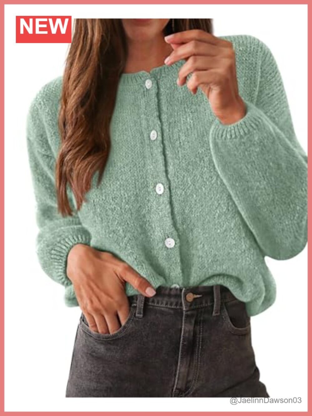 Long Sleeve Button Up Knit Cardigan Sweater Chunky Loose Fit